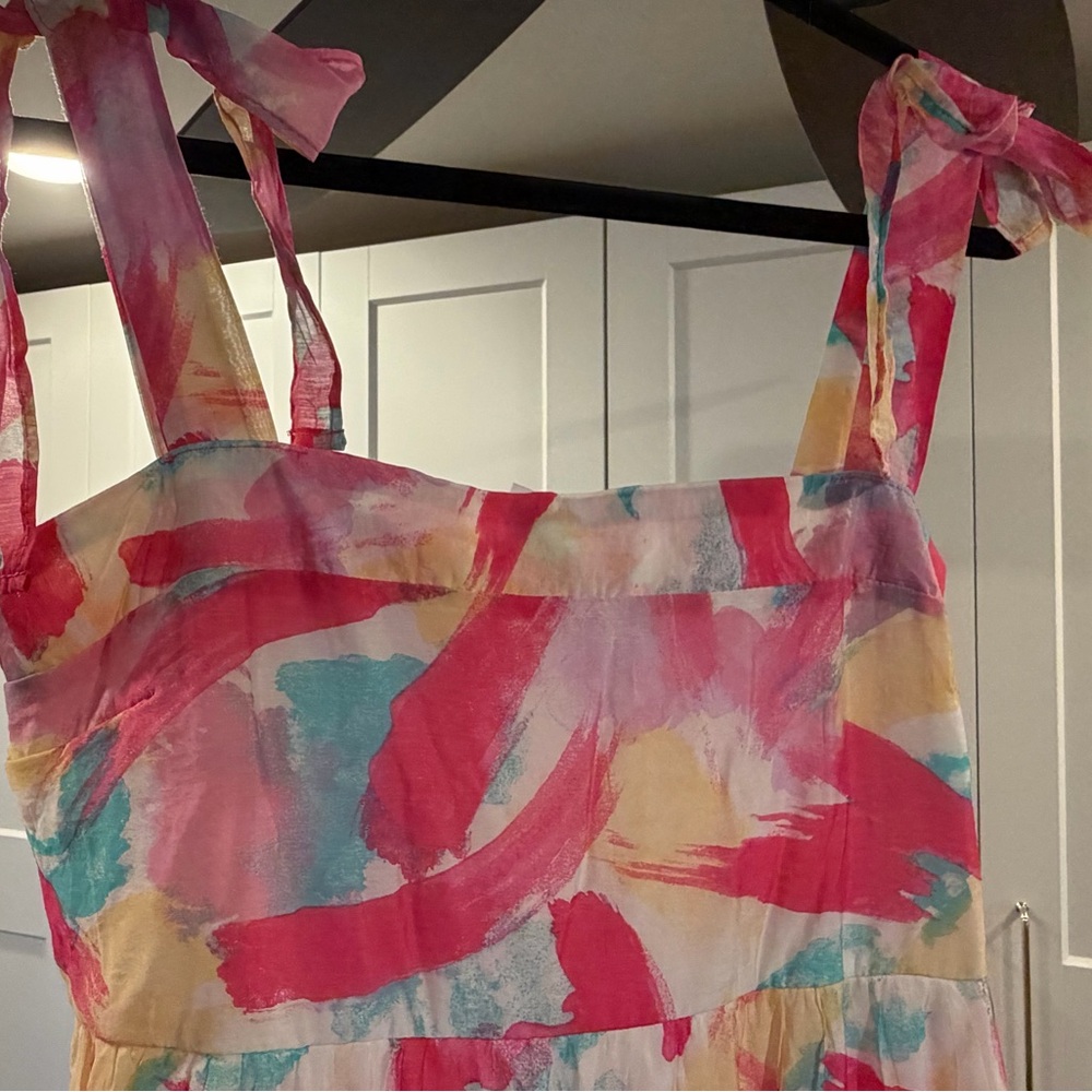 Women’s Pink Multi-Color Summer Maxi Dress - Picture 3 of 4